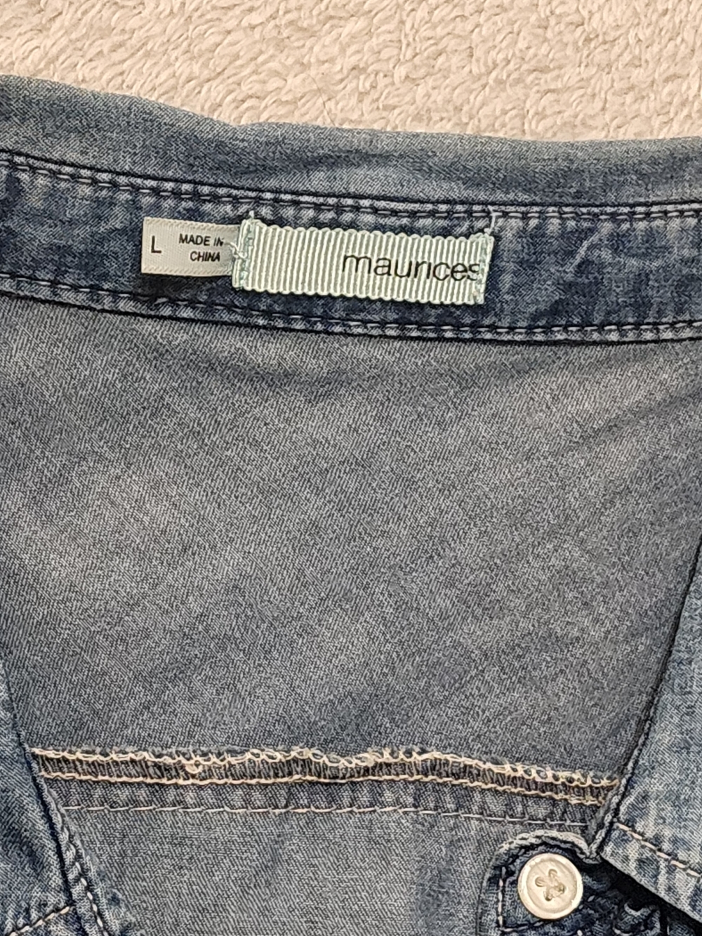 Maurices Light Blue Ruffle-Trim Denim Button Down Shirt - Picture 8 of 8
